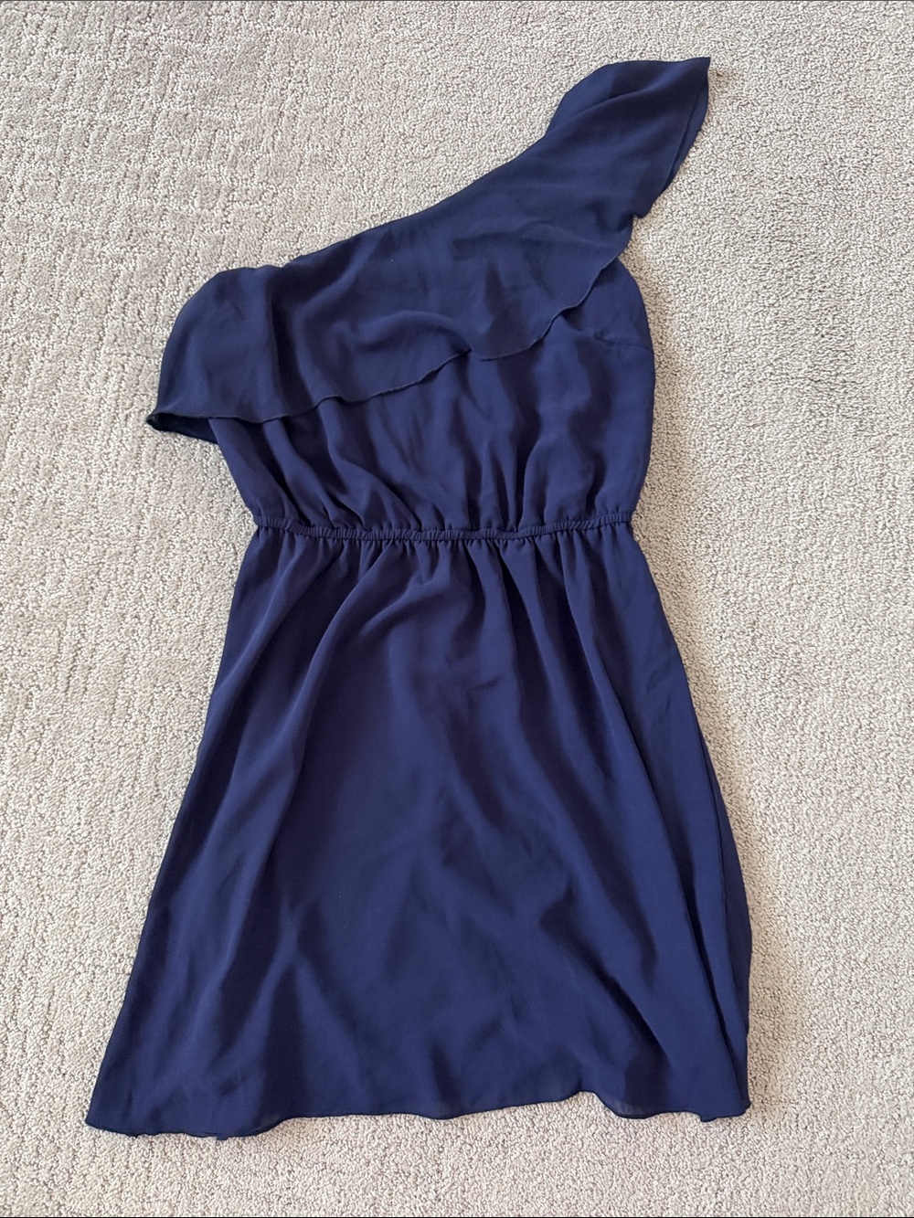 Charlotte Russe One-Shoulder Navy Ruffle Dress